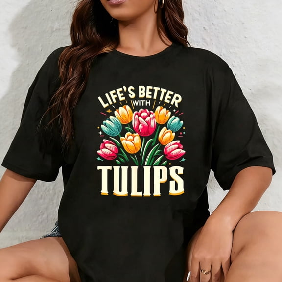 100% Cotton Tulips Tulip Flower Gardener Gardening Springtime T-Shirt