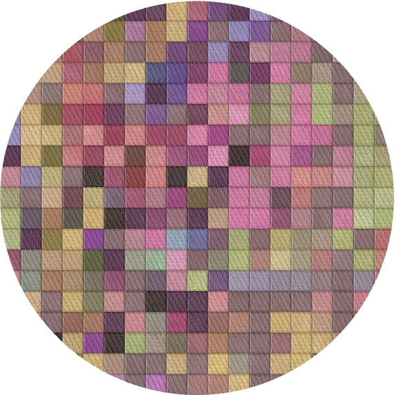 Ahgly Company Indoor Round Patterned Dark Raspberry Purple Abstract Area Rugs, 3' Round