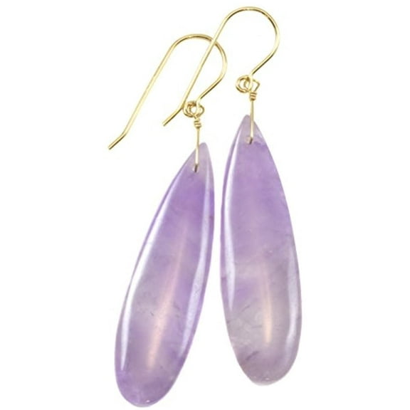 Spyglass Designs 14k Gold Filled Amethyst Earrings Light Lavender Purple Smooth Long Large Teardrops Soft Color For Adult Women