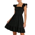 thumbnail image 3 of Sentmoon Robes d'Invitée de Mariage Robes Longues pour Femmes Décontractées Été 2026 Couleur Unie Sans Manches Encolure Carrée à Volants Coupe Régulière Robe de Soirée pour le Travail et Style Chic S-TG, 3 of 6