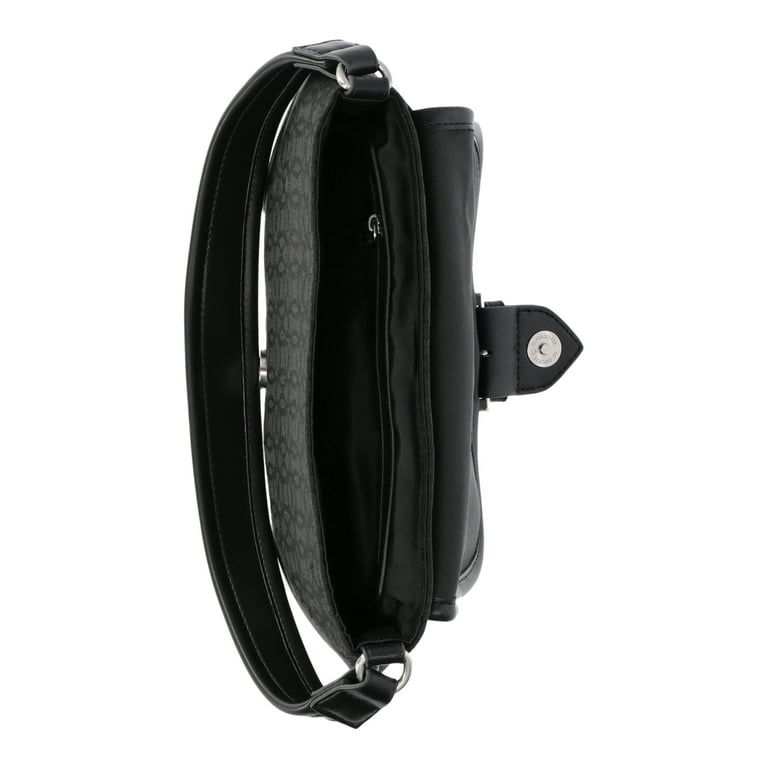 Time and Tru Women's Heather Shoulder Buckle Bag, Black