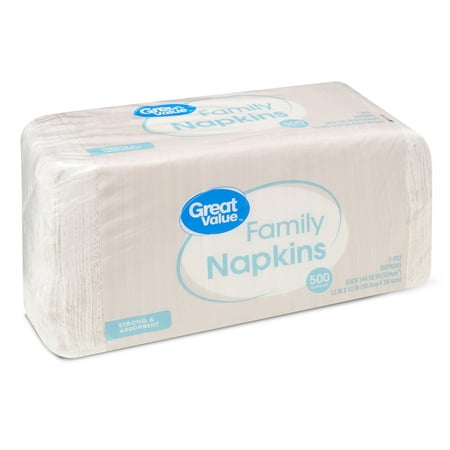 (2 pack) Great Value Family Napkins, White, 500 Napkins (1000 Napkins