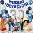 thumbnail image 4 of 30th Birthday Party Decorations Blue and Silver Men - So Happy I’m Thirty Balloons Cake Topper Number 30 Foil Balloon Happy Birthday Banner 30 and Fabulous Sash for Him, 4 of 6