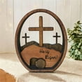 thumbnail image 5 of Wooden Easter Craft Decor – 13cm "He is Risen" Cross & Empty Tomb Ornament, Religious Easter Tabletop Shelf Decor for Home Church, 5 of 8