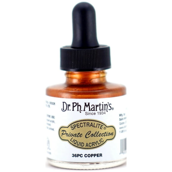 Dr. Ph. Martin's® Spectralite Private Collection Liquid Acrylics (36PC) Arcylic Paint Bottle, 1.0 US fl oz, Copper, 1 Bottle