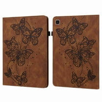 Dteck Case for Samsung Tab A7 Lite 8.7 inch 2021 Model Case (SM-T225/T220) with Elastic Band Card Pockets Stand Embossed Butterfly Vintage Shockproof PU Leather Folio Magnetic Cover, Brown Butterfly