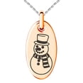 thumbnail image 1 of Gold Plated Stainless Steel Scarfed Snowman Engraved Small Oval Charm Pendant Necklace, 1 of 1