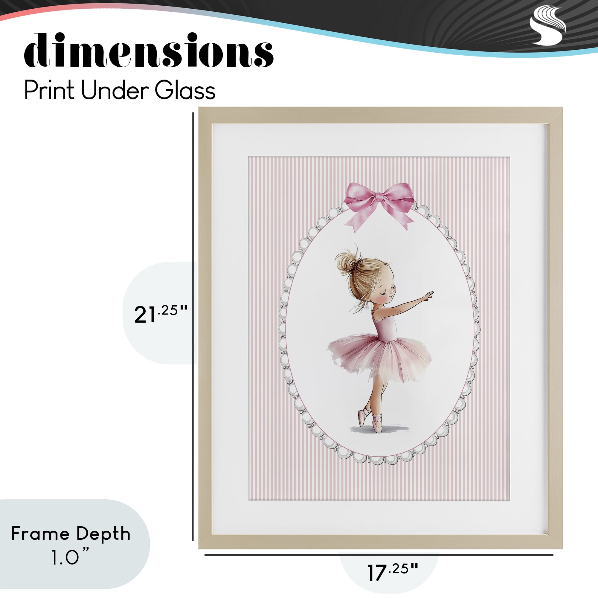 Stupell Industries Blush Pink Ballerina Birch Framed Print Under Glass, design by Christine Simpson Art