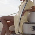thumbnail image 4 of Women Summer Casual Long Dress Patchwork Turn-Down Collar Dress, 4 of 5