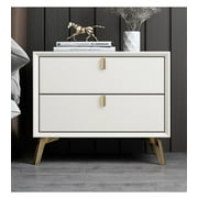 High Quality Solid hardwood nightstand with 2 drawer White With Black Metal