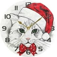 thumbnail image 5 of GZHJMY Christmas Cat Wall Clock, Silent Non Ticking Battery Operated Creative Decorative Round Clock for Kitchen, Living Room, Bathroom, Home School Office Decor, 10 Inch, 5 of 7