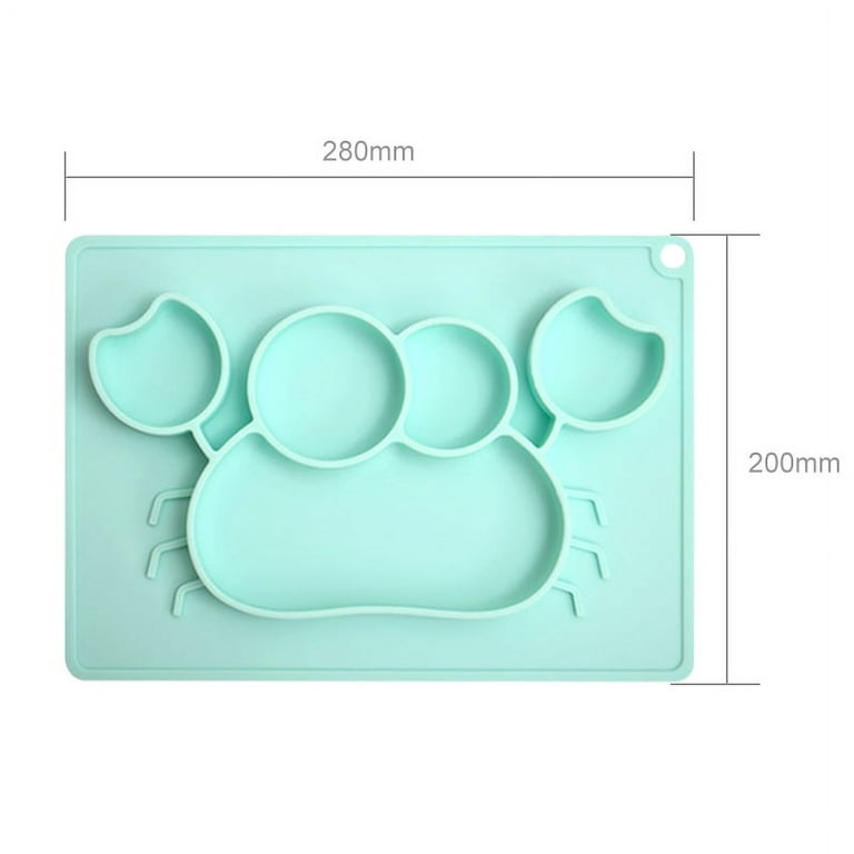 Lnkoo Baby Suction Silicone Plate, Portable Silicone Divided Placemat for Toddlers, Waterproof Baby Placemat Travel Food Mat Non-Slip Silicone