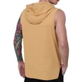 thumbnail image 3 of ZVNAΖH Mens Sleeveless Hooded Workout Shirt, Solid Color Quick Dry Drawstring Pullover, Gym Tank Top Hoodies, 3 of 4