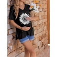thumbnail image 4 of Weardear 3 Pack Women's Maternity Shirts V Neck Cuff Fold Pregnancy Tunic Tops Split Side Short Sleeve Pregnant Clothes, 4 of 6