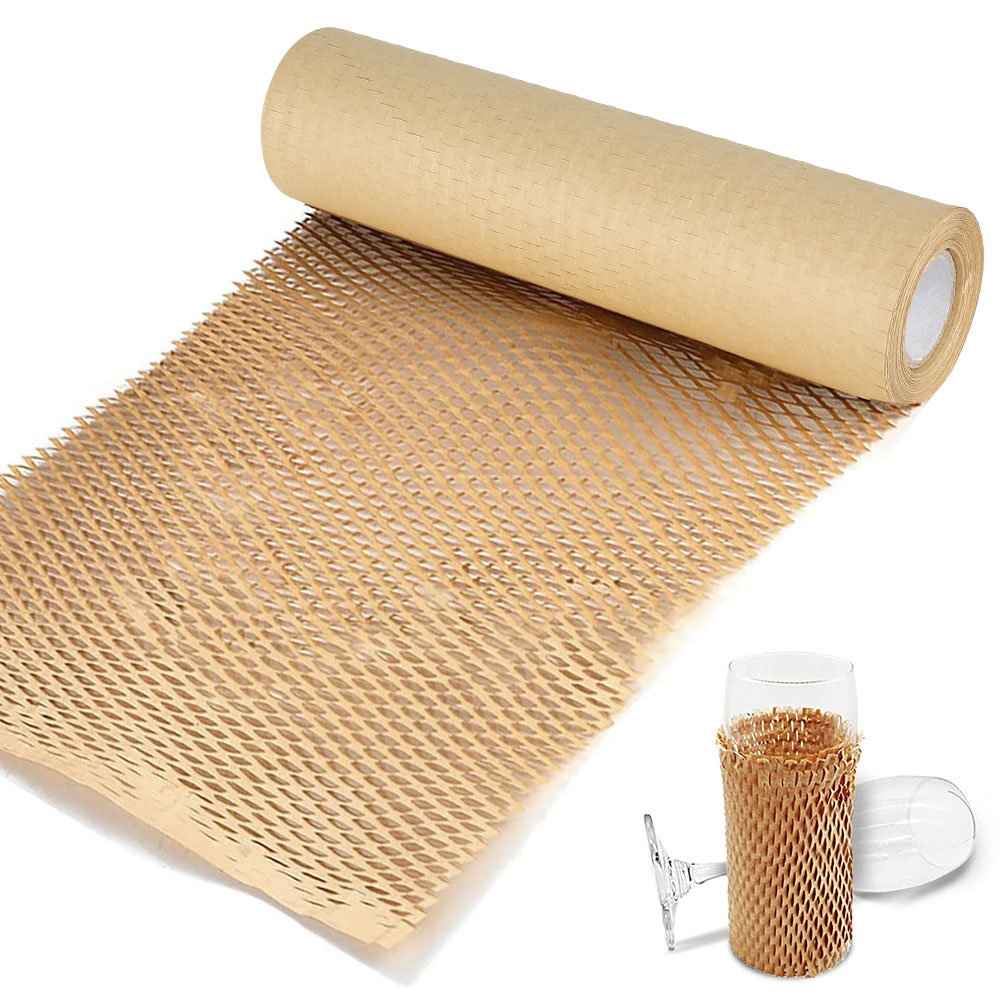 Eummy Packaging Paper Honeycomb Cushioning Wrapping Roll Paper Perforated-Packing Paper Log Pulp Paper for Packing & Moving Void Fill Paper, Size: 30