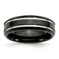 thumbnail image 1 of Stainless Steel Black IP-plated Grooved and 7mm Wedding Band Ring Size 10, 1 of 7