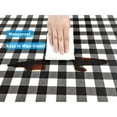 thumbnail image 6 of Rally Home Goods Indoor Outdoor Patio Round Fitted Vinyl Tablecloth, Flannel Backing, Elastic Edge, Waterproof Wipeable Cover, Black/White Gingham Plaid Check Plastic for 5-Seat Table of 36-42’’ Diam, 6 of 9