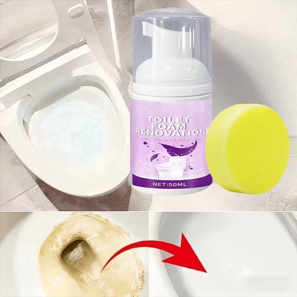 50ml Toilet Foam Cleaner Set Powerful Limescale Stain Remover Deodorizer With Sponge Brush