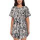 thumbnail image 1 of Fotbe Leopard And Zebra Conjunto de Pijama Estampado para Mujer, 2 Piezas, Ropa de Dormir con Camiseta de Manga Corta y Shorts Suaves-Medium, 1 of 6
