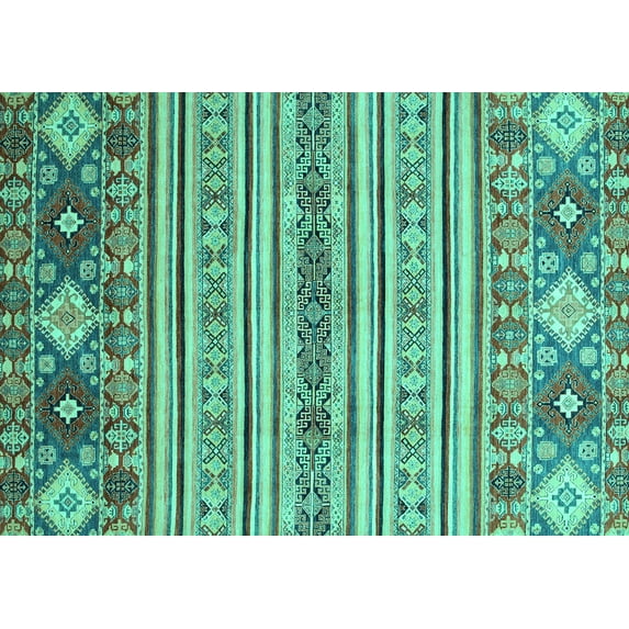 Ahgly Company Indoor Rectangle Oriental Turquoise Blue Modern Area Rugs, 2' x 5'