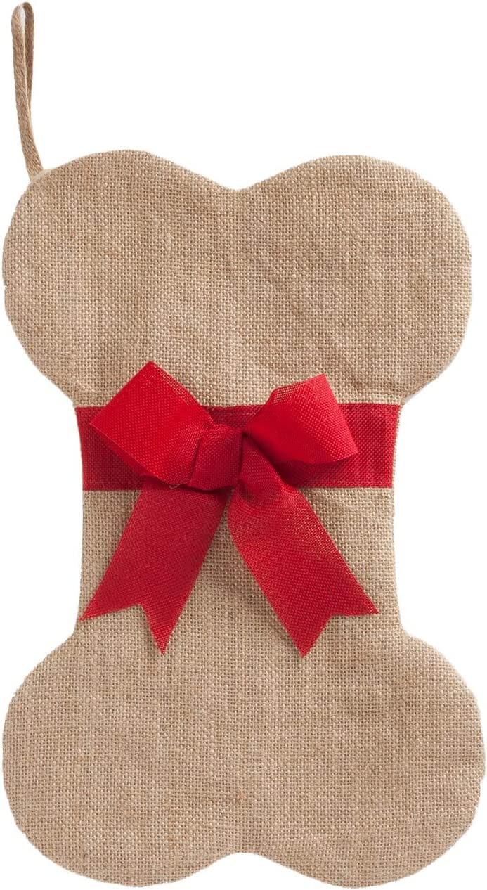 Personalized Burlap Cat Fish and Dog Bone Christmas Stocking
