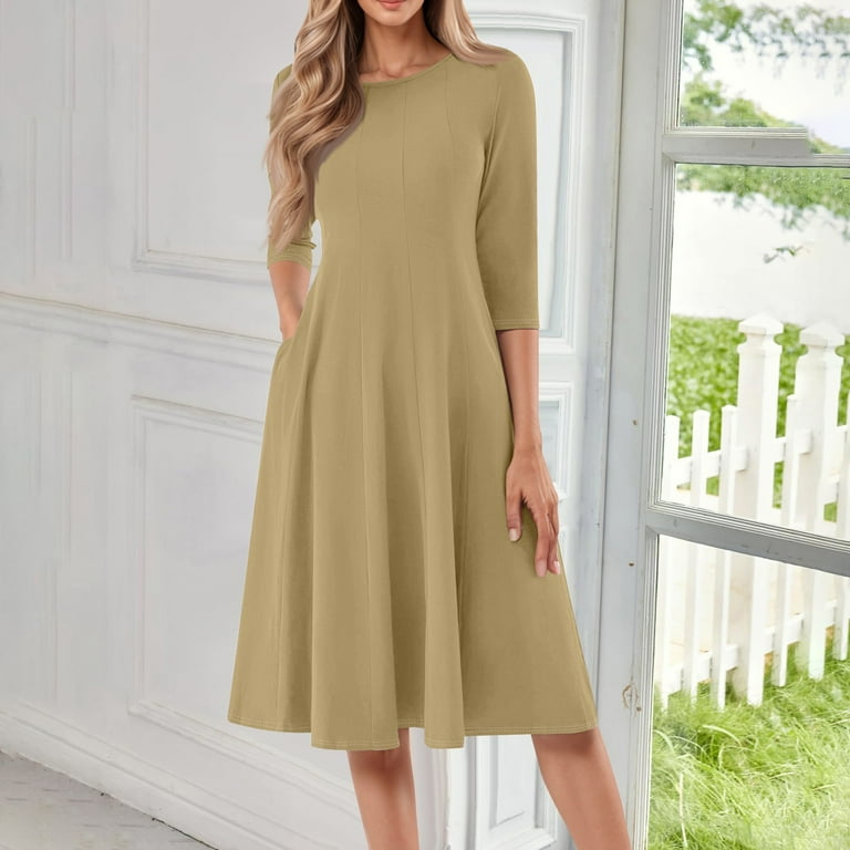 fit and flare midi dresses with sleeves Elegant Midi Dress for Effortless Style main image 1