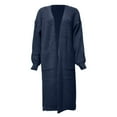 thumbnail image 3 of DuoJiaJ Long Knit Sweater Coat With Pockets Oversized Sleeve Open Front Cardigan For Autumn Winter Fashion Casual Warm Outwear Sweaters For Women Clearance Blue S, 3 of 3