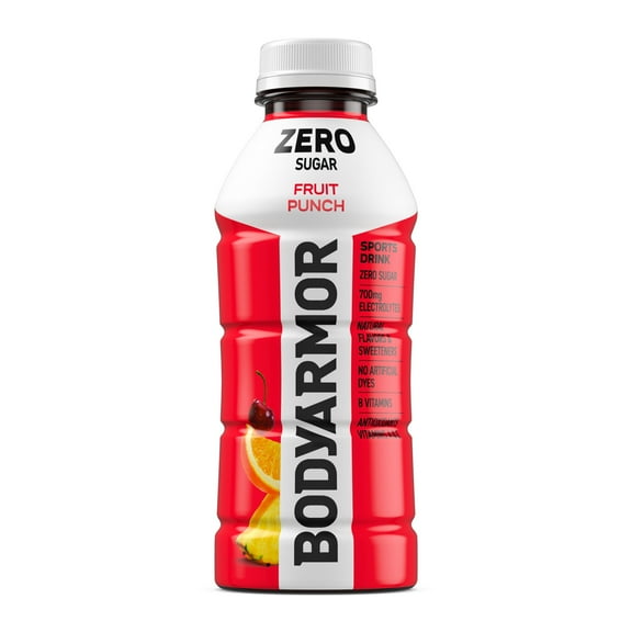 BODYARMOR Zero Sugar Fruit Punch Electrolyte Sports Drink, 16 fl oz Bottle