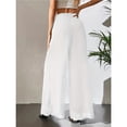 thumbnail image 4 of White Pants for Women's Chiffon Wide Leg Trousers High Elastic Waist Casual Business Trousers, 4 of 5
