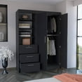 thumbnail image 2 of DEPOT E-SHOP Laurel 3-Tier Shelf and Drawers Armoire with Metal Handles, Black, 2 of 5