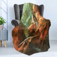 thumbnail image 4 of Fantasy World Soft Flannel Fleece Blanket, Spaceship on Background of Waterfall Lighthouse and Red Canyon Fantasy Landscape, Cozy Plush for Indoor and Outdoor Use, 50" x 60", Brown, by Ambesonne, 4 of 5