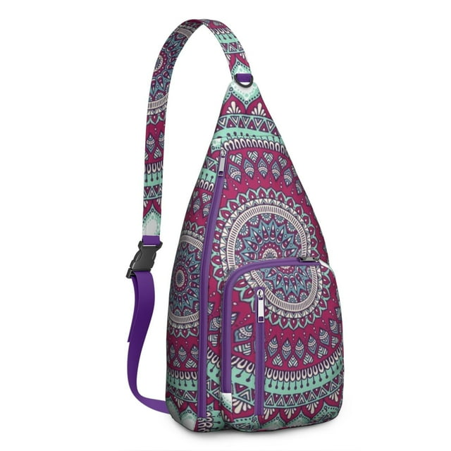 Sac à Dos Sling Mandala Mystique - Design Bohème Floral Exotique, Sac Antivol Tendance pour Navetteurs
