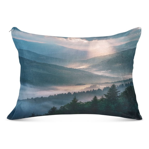 Mountain Forest Plush Pillow Cases Standard Size Ultra Soft Warm Pillowcases with Zipper 20"x26"