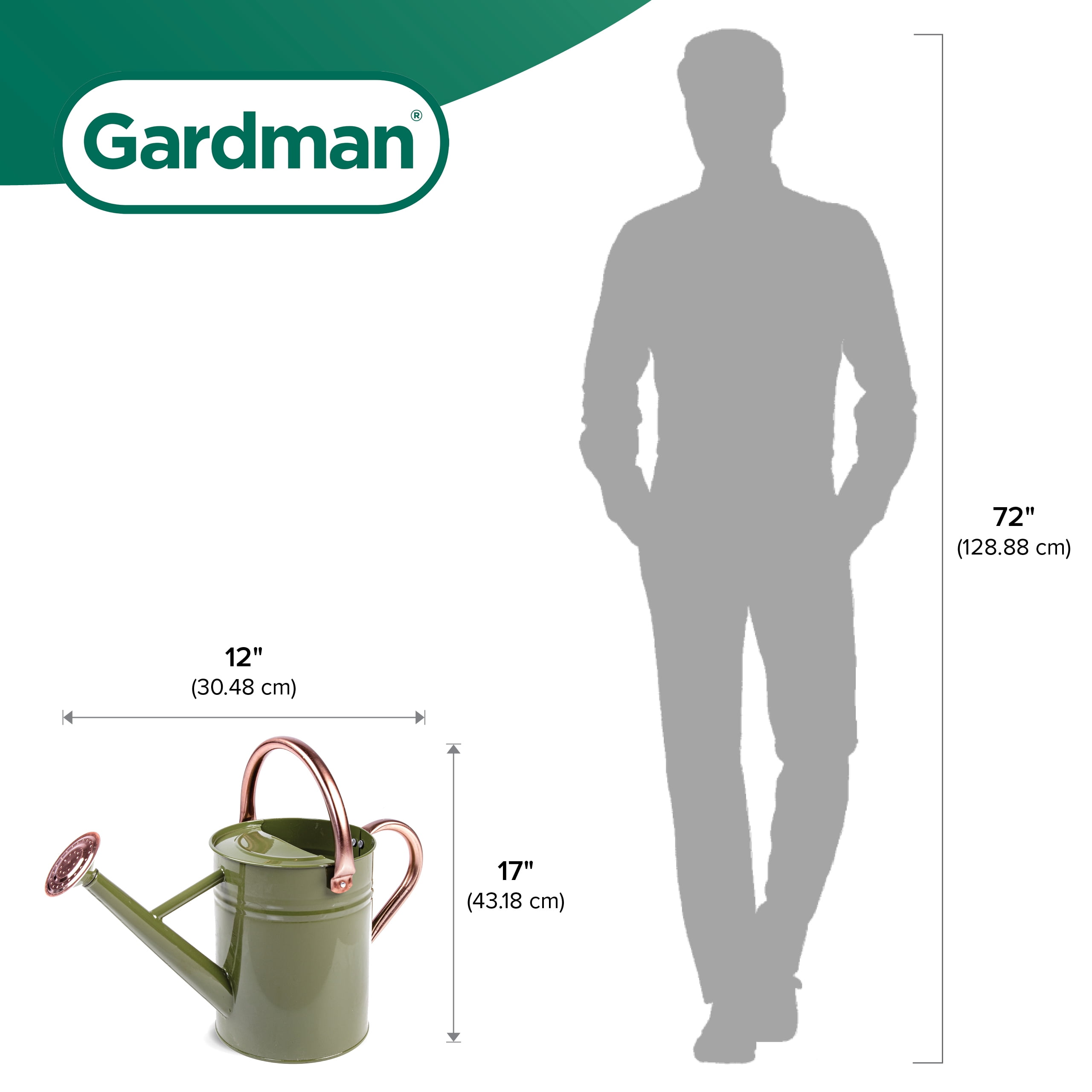 Gardman R34882X 1 gal Watering Can, Green & Copper