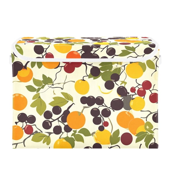 Colorful Fruit Chart Large Storage Bins with Linen Collapsible Lid Storage Box 16.7 x 12.6 x 11.8in