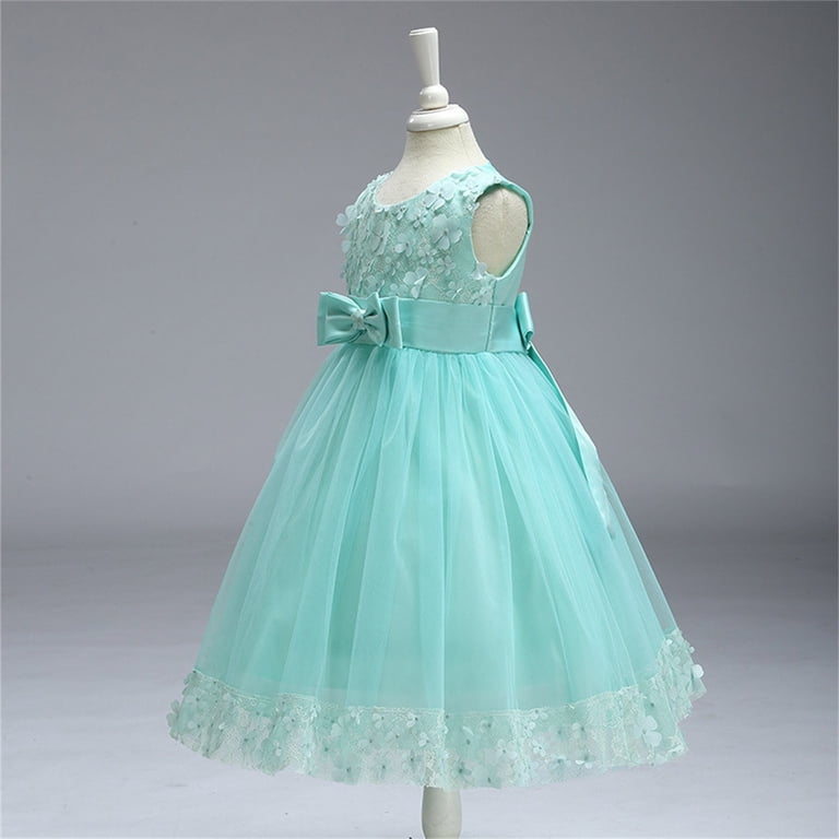 CONYUMN Girls Dresses Size 14-16 Toddler Kids Baby Girls Casual Sleeveless Round Neck Floral Gown Dress Party Dress Clothes Girls Dresses Size 6 formal Dresses for Girls (Mint Green,140)