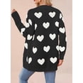 thumbnail image 2 of Women'S Casual Cute Heart Embroidered Open Front Aesthetic Artistic V Neck Button Down Slouchy Sweater Coat, 2 of 4