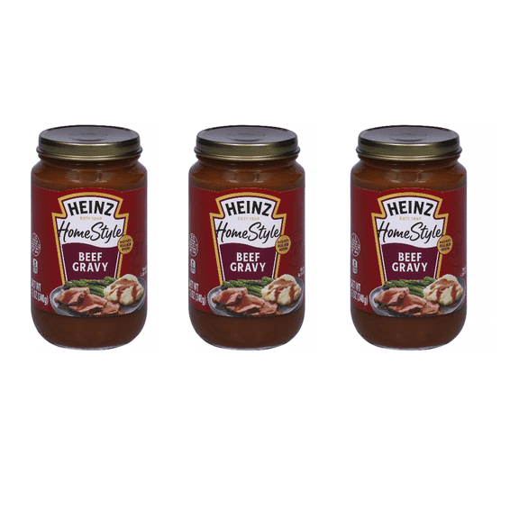 Heinz Home Style Savory Beef Gravy, 12 Oz (Pack Of 3) - Hearty Gravy, Comfort Food, Thanksgiving Dinner, Easy Meal, Pantry Staple
