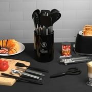 Silicone Cooking Utensils Set - Heat Resistant Silicone Kitchen Utensils for Cooking, Kitchen Utensil Spatula Set,BPA FREE Kitchen Gadgets Tools for Non-Stick Cookware Dishwasher Safe (Black)
