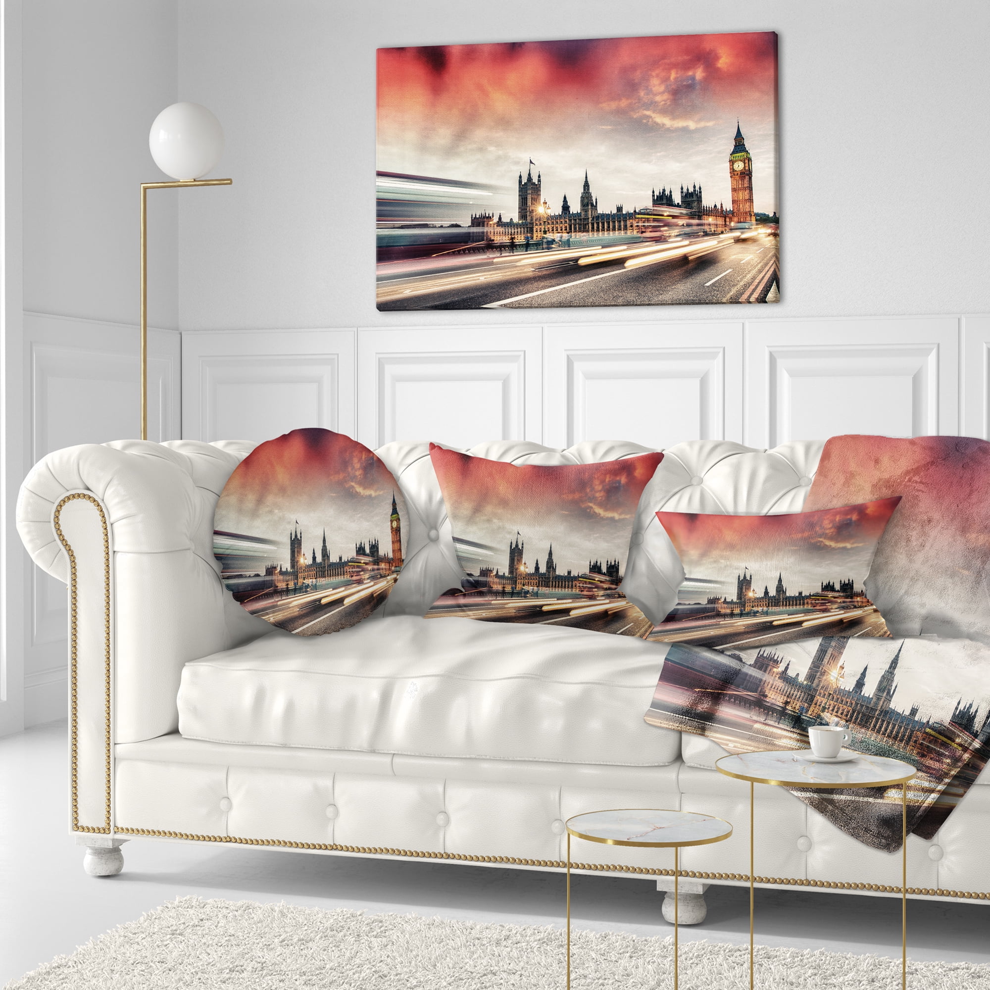 Designart London Westminster Bridge - Cityscape Photo Throw Pillow - 12x20