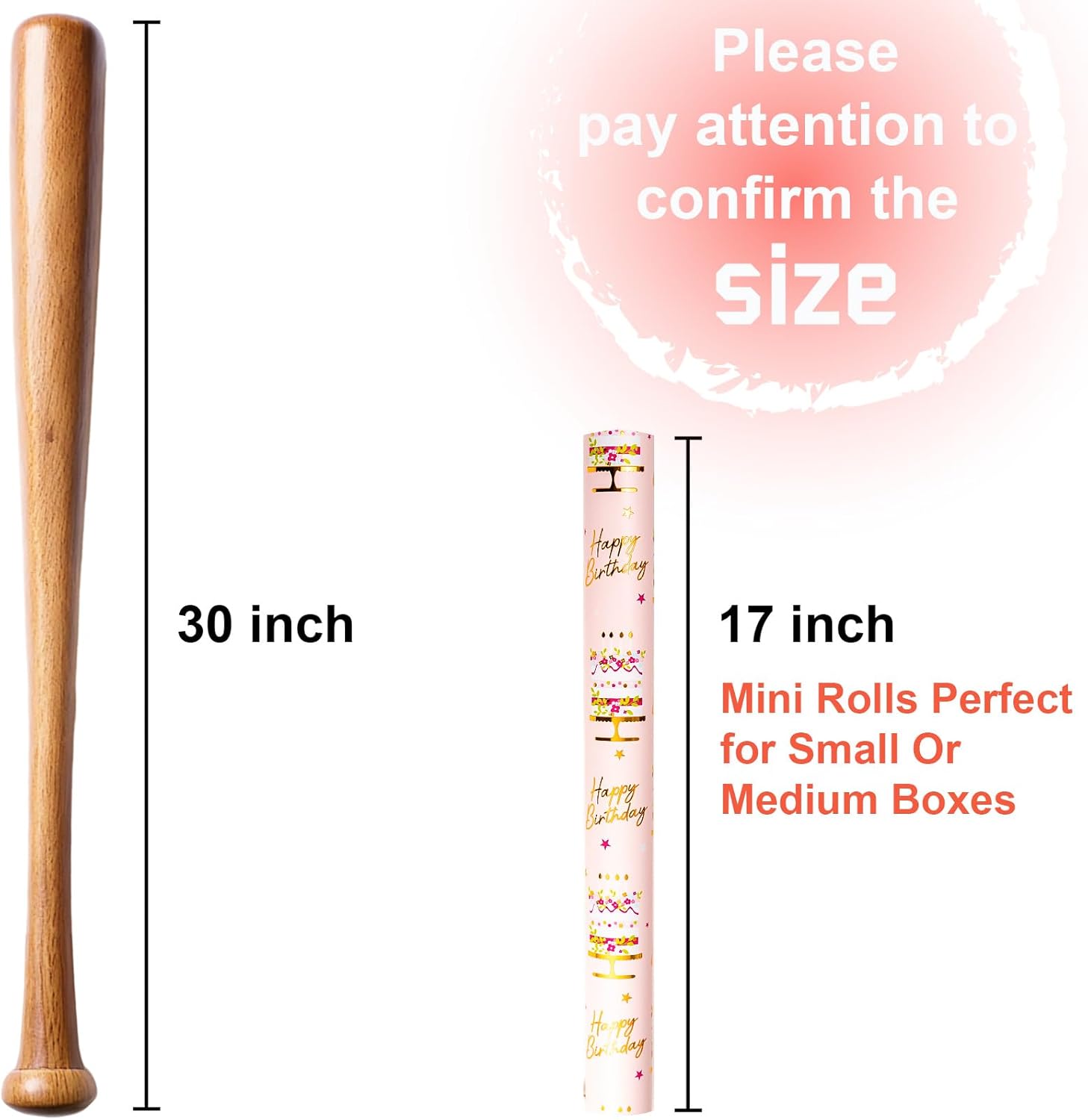 HOMERAL Birthday Cake Wrapping Paper Roll, 17" x 33 ft photo 4