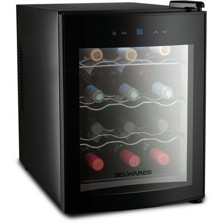 Belwares 12 Bottle Thermoelectric Wine Cooler / Chiller with Digital Temperature (Best Temperature For Red Wine Fridge)