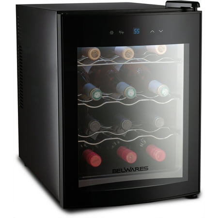 Belwares 12 Bottle Thermoelectric Wine Cooler / Chiller with Digital Temperature (Best Temperature For Wine Refrigerator)