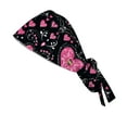 thumbnail image 4 of Valentine's Day Scrub Cap, Heart Print Adjustable Bouffant Hat, Tie Back Working Head Cover for Long Hair Black, 4 of 6