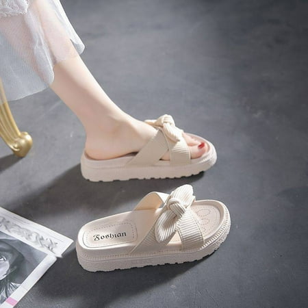 

Aoujea Summer Sandals Women Flip-flop Sandals Platform Bow Shoes Orthopedic Sandals for Women