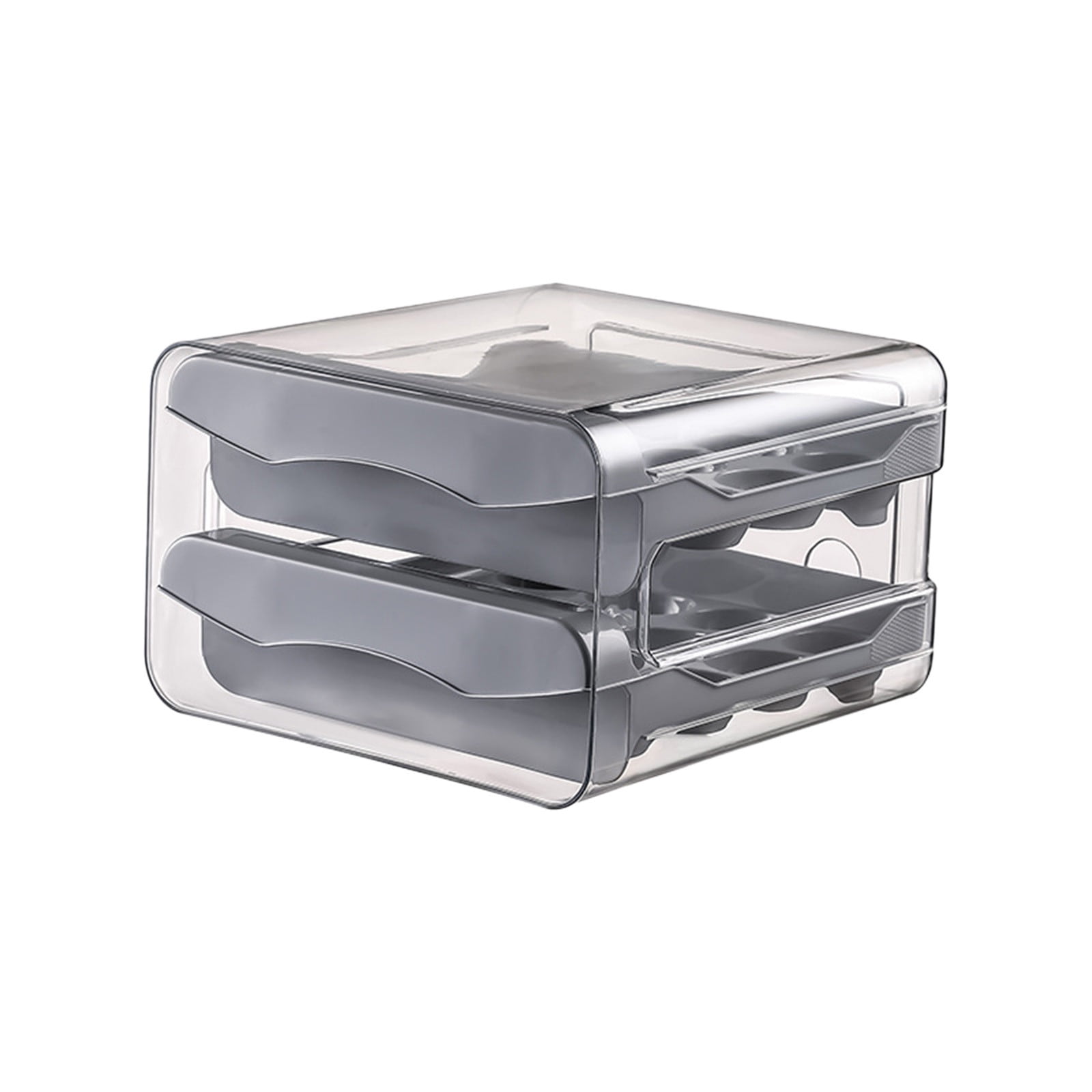 Lcxifdre Slide-Out Drawer Refrigerator Egg Storage Box - 2 Tier Shockproof Plastic Organizer, Space Saving Stackable Counter Storage Egg Holder Container