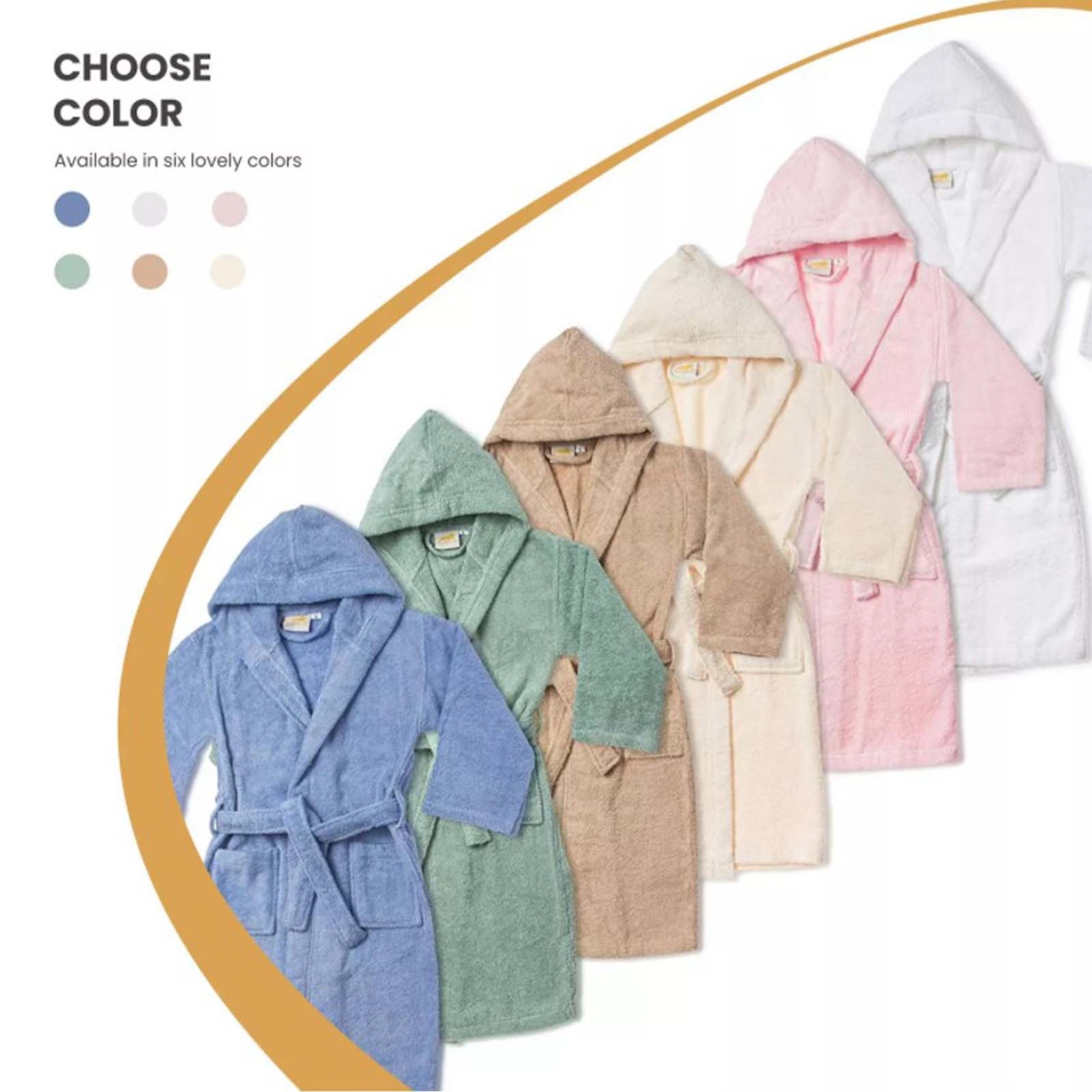 Cotton Terry Kids Unisex Hooded Bath Robe, Large, White
