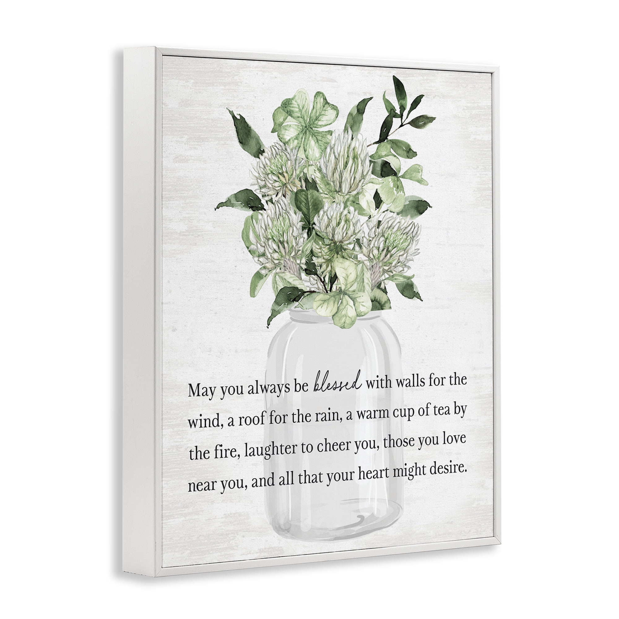Stupell Industries Spring Floral Blessing Botanical & Floral Painting White Framed Art Print Wall Art, 24 x 30