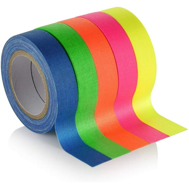 FFIY 5 Rolls UV Blacklight Glow Reactive Tape Neon Black Light