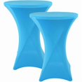 thumbnail image 1 of wonima02 Spandex Cocktail Table Covers Lake Blue, 2 Pack 28x43 inch Fitted Tablecloths Round Highboy Stretch Table Cloths for Party, Bar, Wedding, Birthday, Banquet PTC22E, 1 of 1